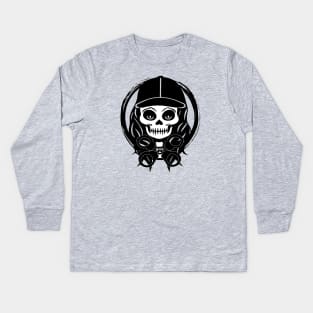 Security Skull and Crossed Handcuffs Black Logo Kids Long Sleeve T-Shirt